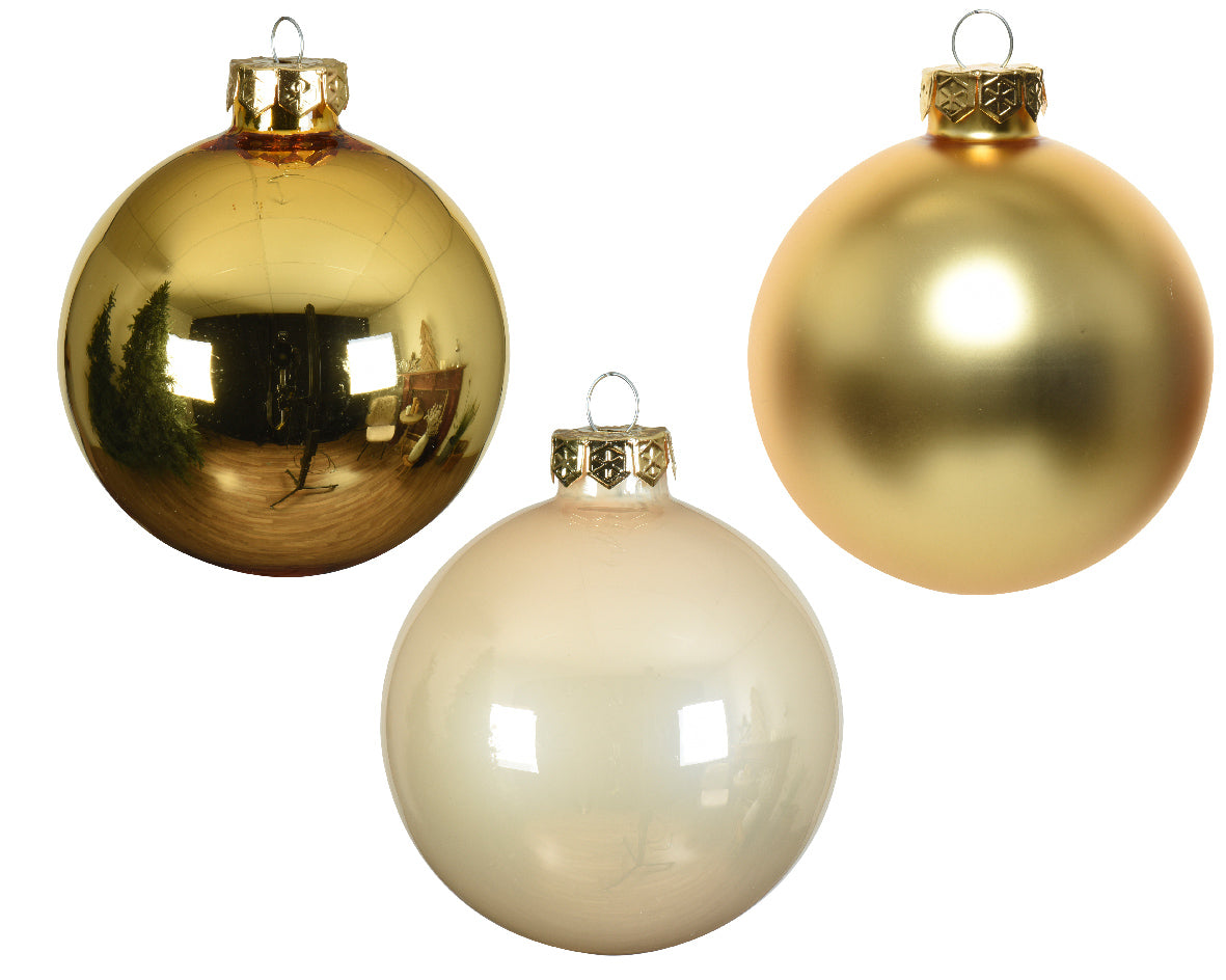BAUBLE GLASS SHINY,ENAMEL,MATT-PEARL/GOLD