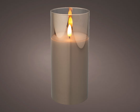 LED WICK CANDLE GLASS BO INDOOR-SMOKEY GREY