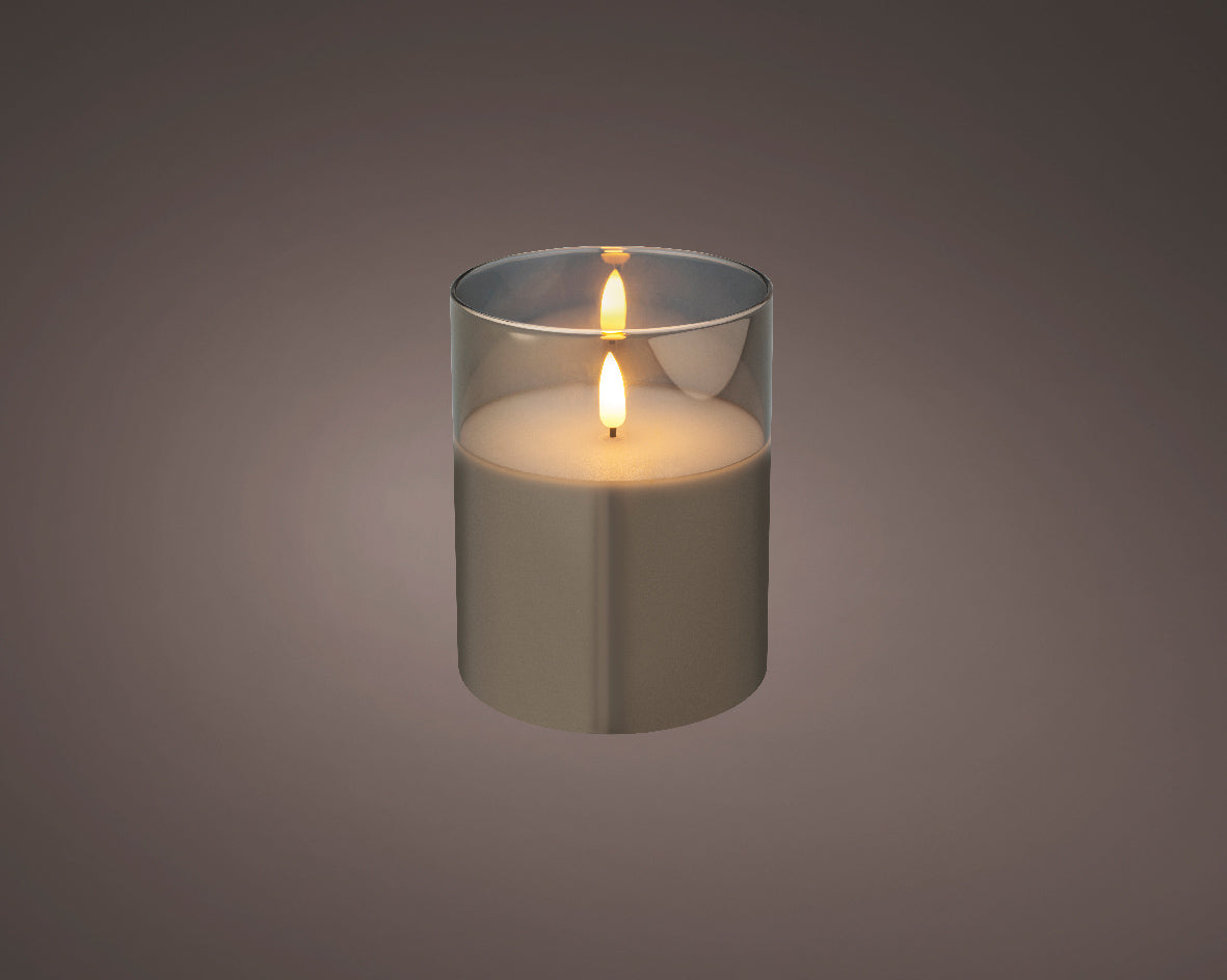 LED WICK CANDLE GLASS BO INDOOR-SMOKEY GREY