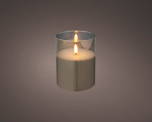 LED WICK CANDLE GLASS BO INDOOR-SMOKEY GREY