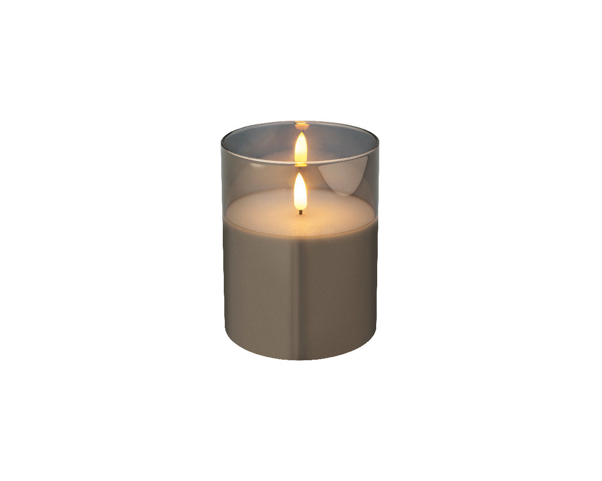 LED WICK CANDLE GLASS BO INDOOR-SMOKEY GREY