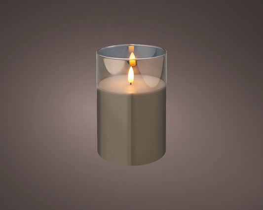 LED WICK CANDLE GLASS BO INDOOR-SMOKEY GREY