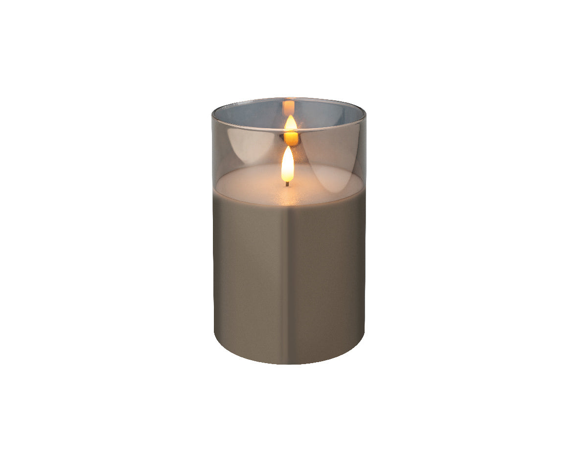 LED WICK CANDLE GLASS BO INDOOR-SMOKEY GREY