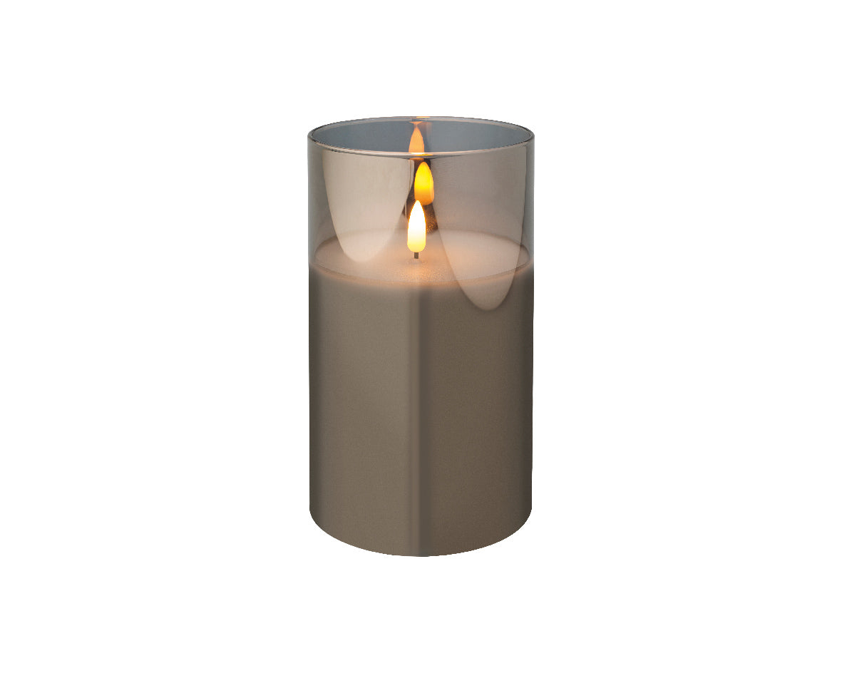 LED WICK CANDLE GLASS BO INDOOR-SMOKEY GREY