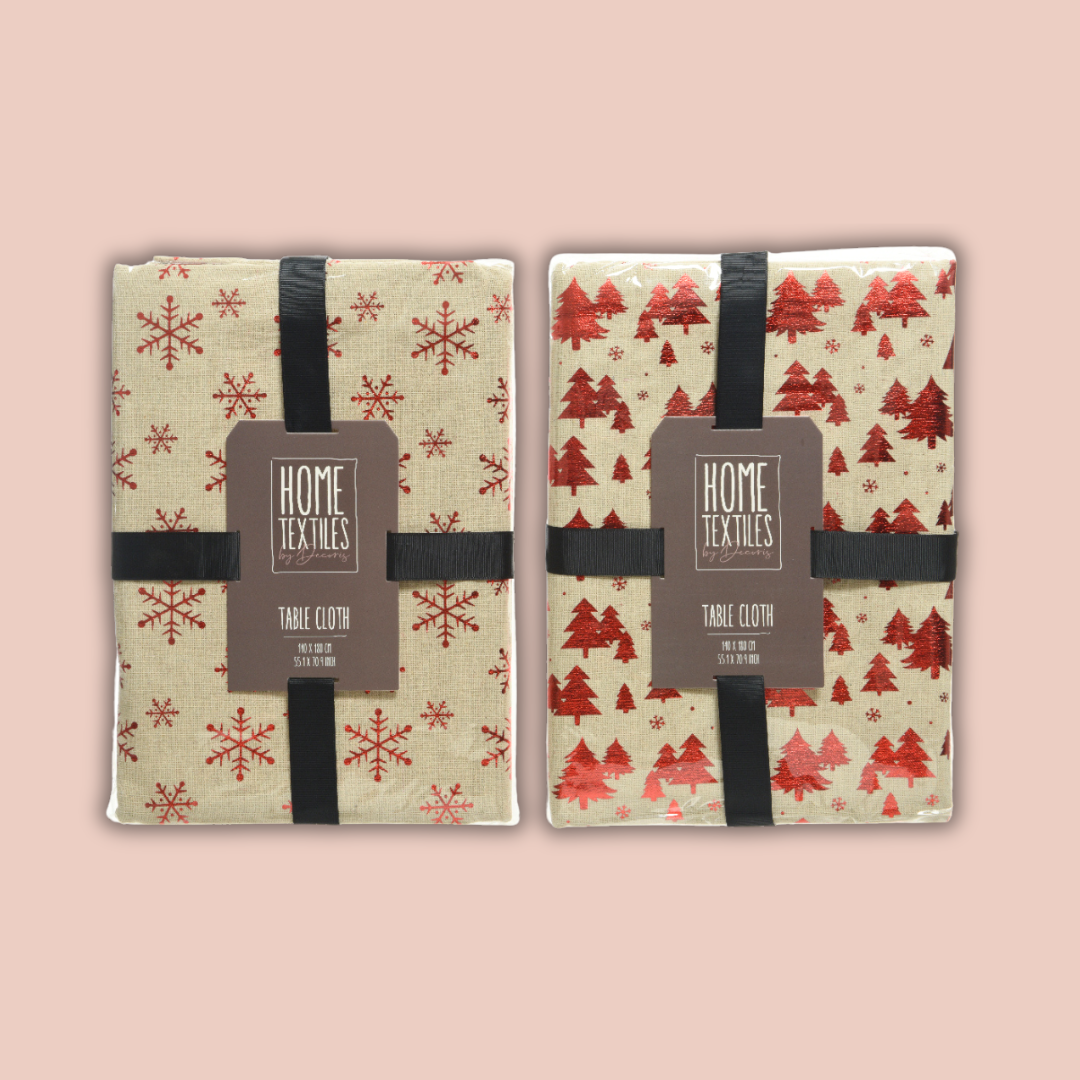 TABLECLOTH FOIL PRINT-RED