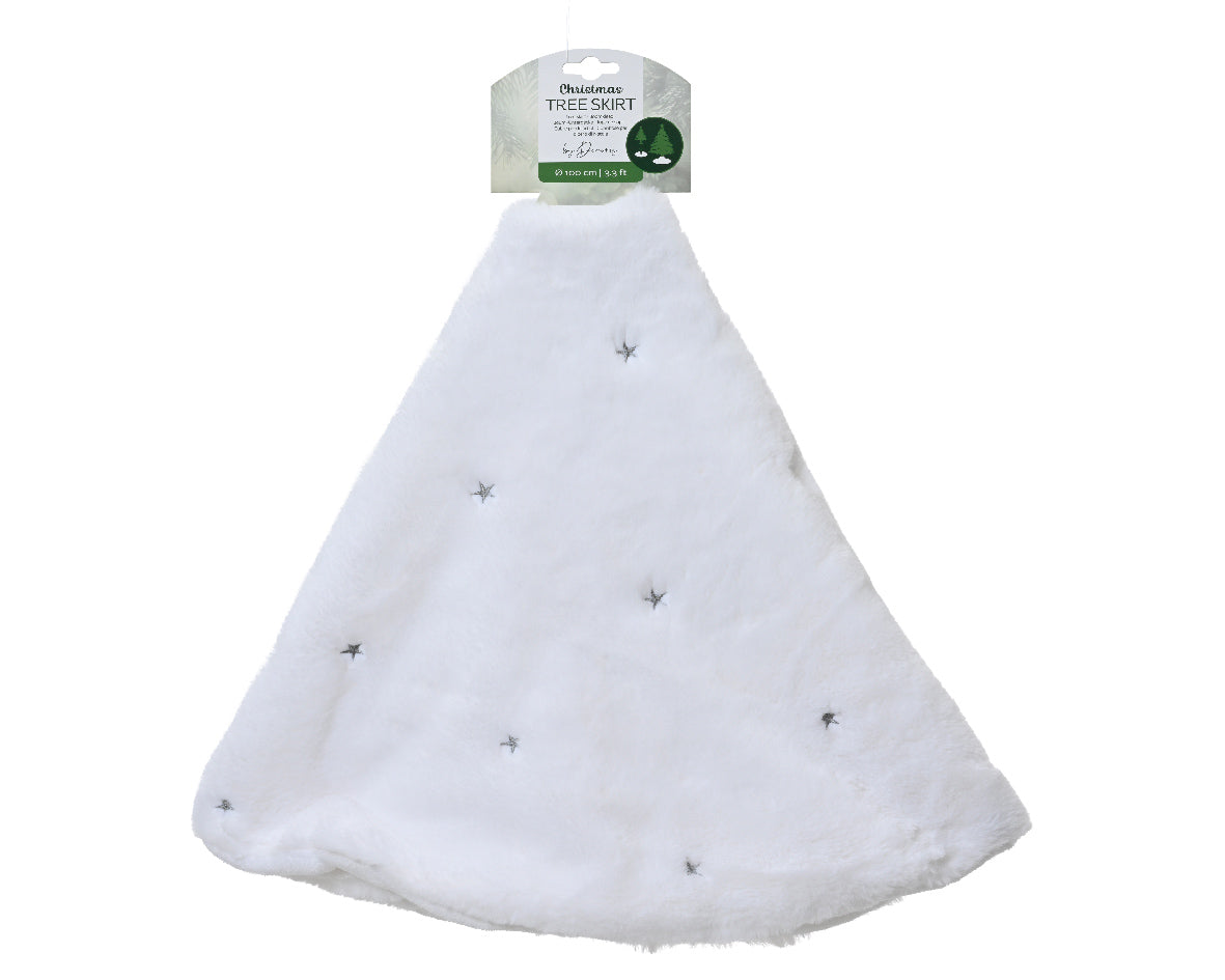 TREE SKIRT POLYESTER-WHITE
