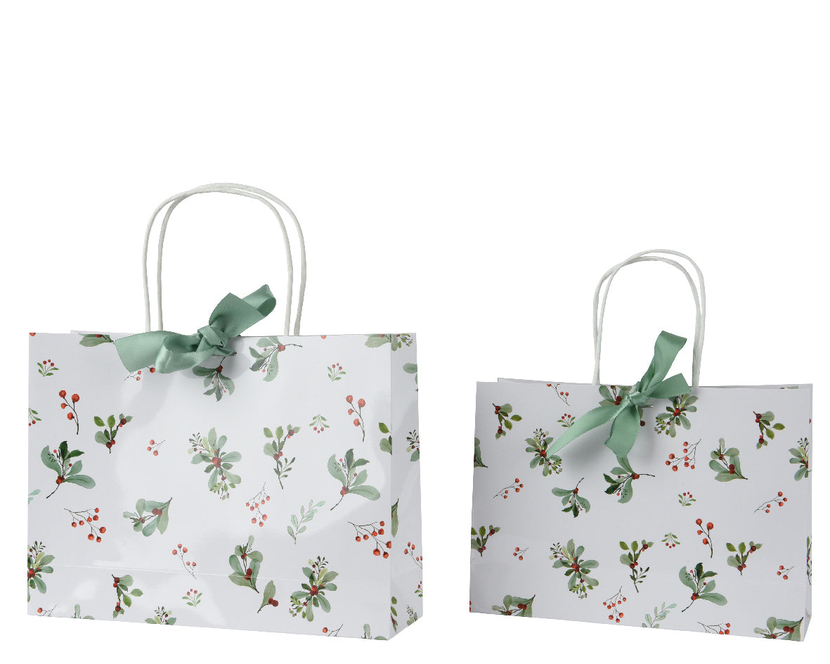 BOLSA DE PAPEL BLANCA / VERDE / BERRIES