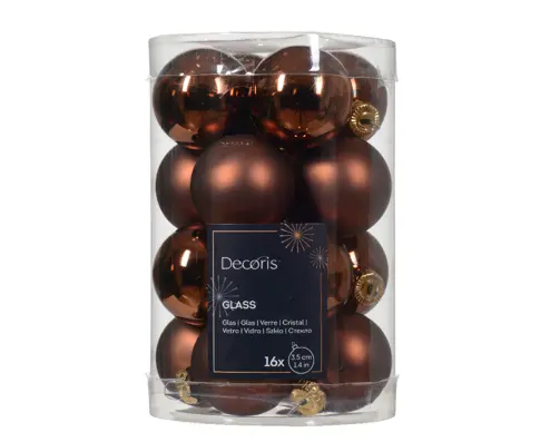 MINI BAUBLES GLASS MIX BROWN SET OF 16