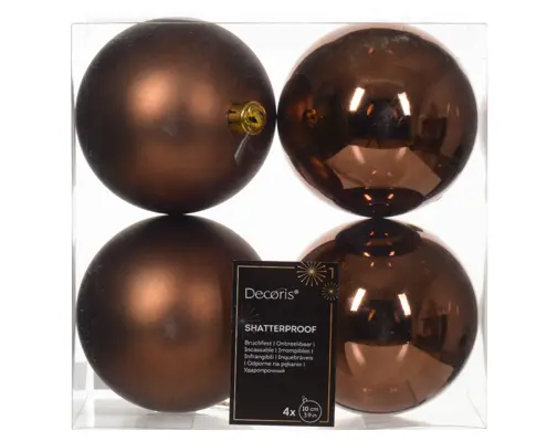 4'' BROWN BAUBLES POLYSTYRENE MIX SET OF 4