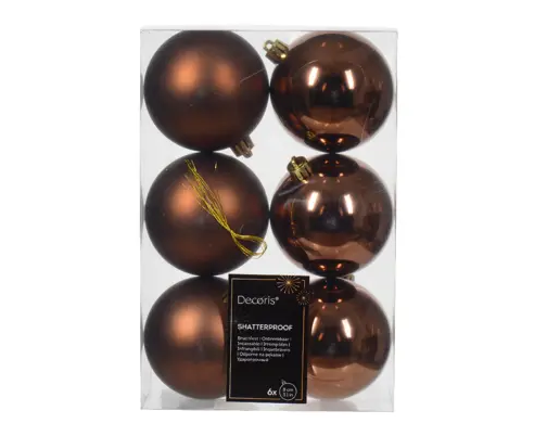 3'' BROWN BAUBLES POLYSTYRENE MIX SET OF 6