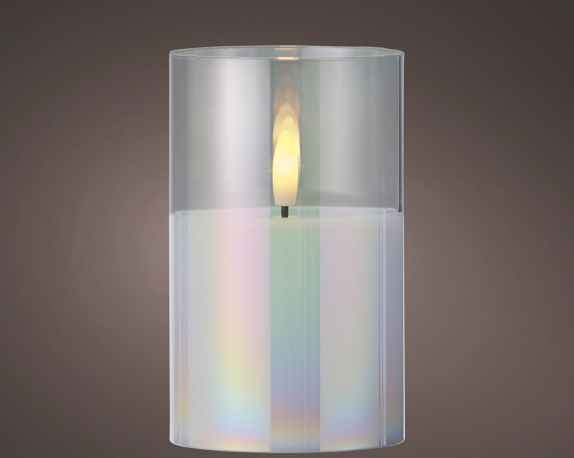 LED WICK CANDLE GLASS STEADYIRIS/WARM WHITE