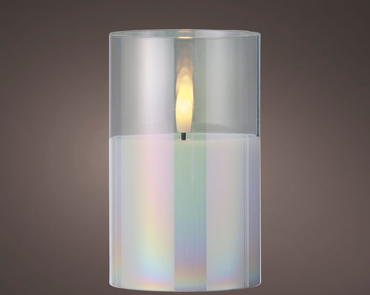 LED WICK CANDLE GLASS STEADYIRIS/WARM WHITE