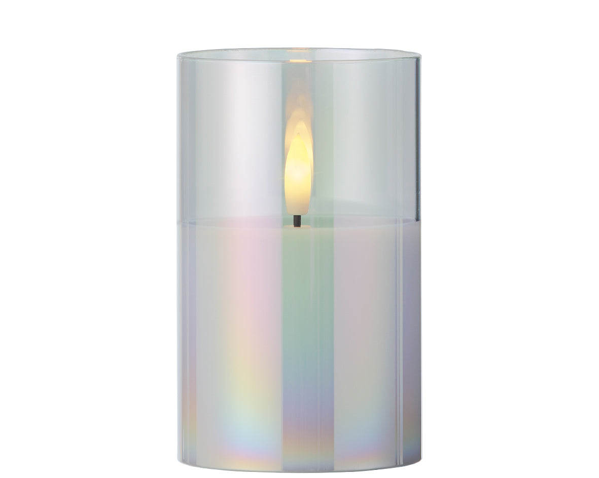 LED WICK CANDLE GLASS STEADYIRIS/WARM WHITE