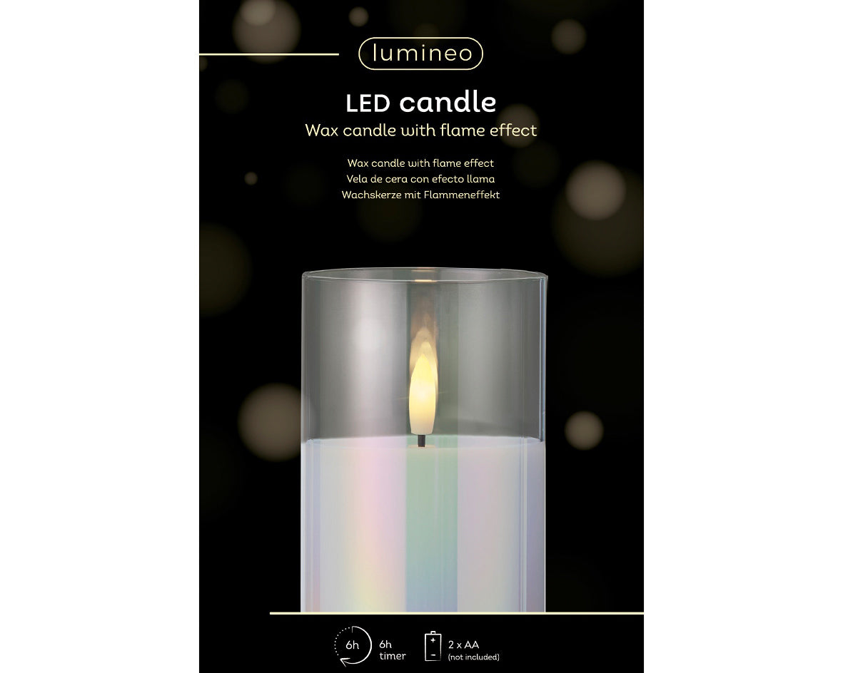 LED WICK CANDLE GLASS STEADYIRIS/WARM WHITE