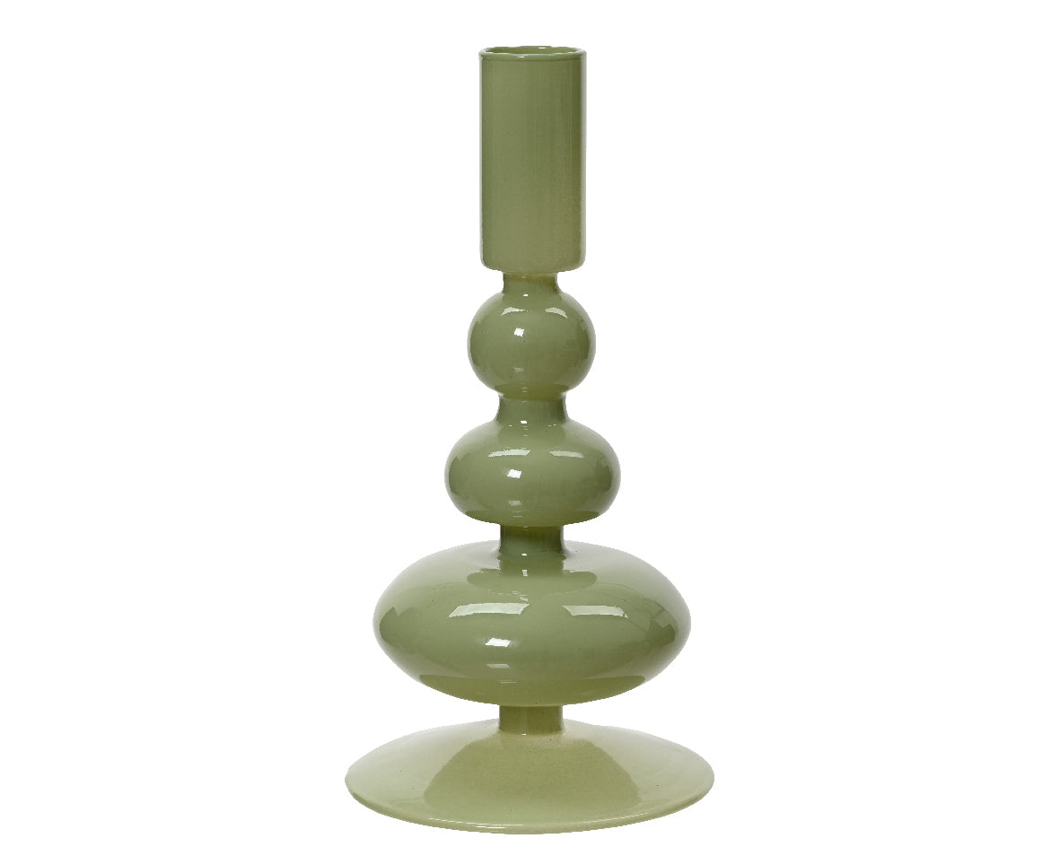 CANDLE HOLDER GLASS-ROSEMARY GREEN