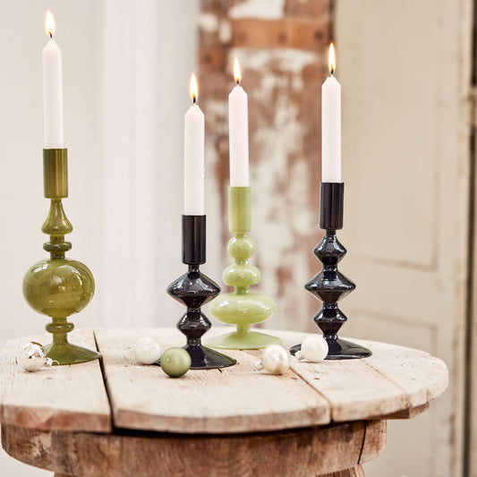 CANDLEHOLDER GLASS -BLACK