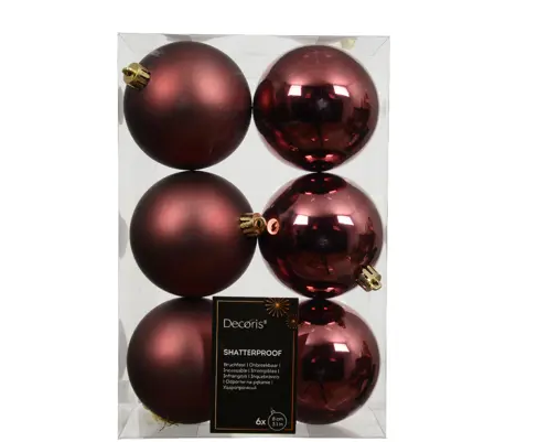 3'' CABERNET BAUBLES POLYSTYRENE MIX SET OF 6
