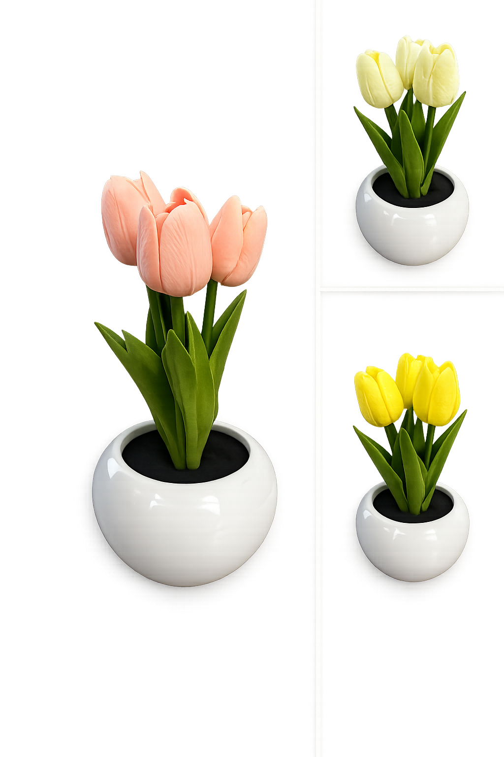 TULIPANES CON LUZ LED EN VASE DE CERAMICA 10X20 CM