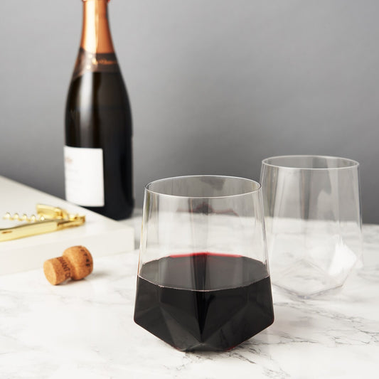 FACETED CRYSTAL WINE GLASSES SET OF 2