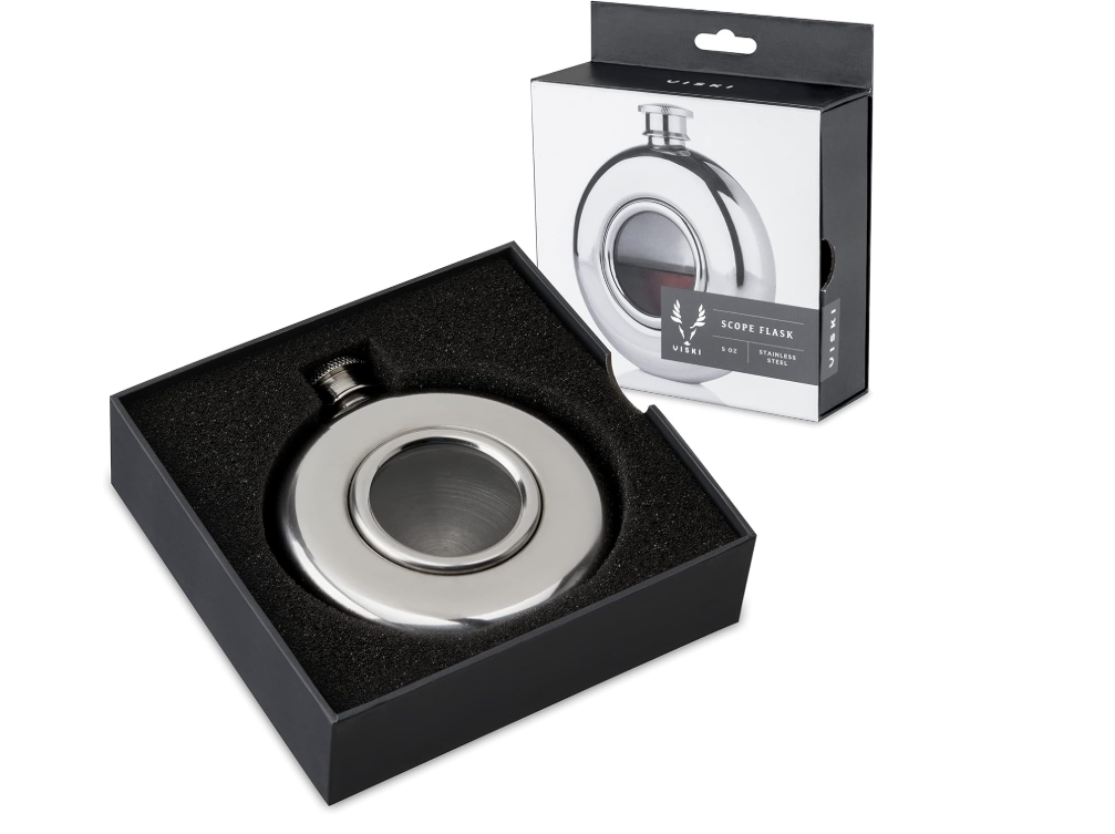 IRVING 5 OZ SCOPE FLASK IN SILVER IN STAINLESS STEEL