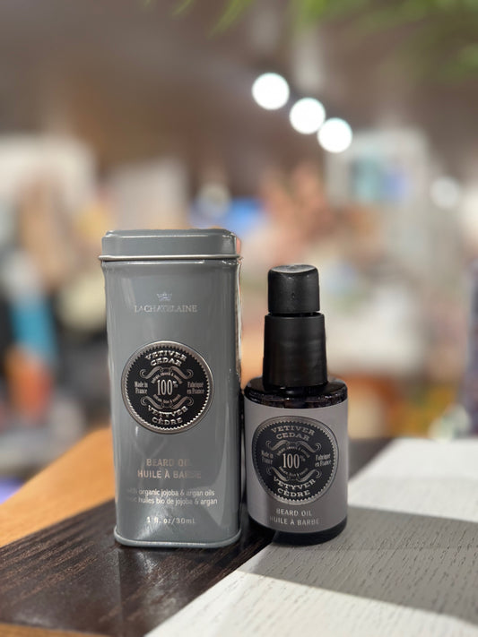 LA CHATELAINE BEARD OIL BURBON CEDAR TIN
