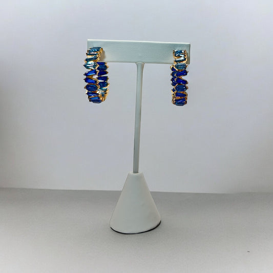 BAGUETTE STYLE OPEN HOOPS BLUE