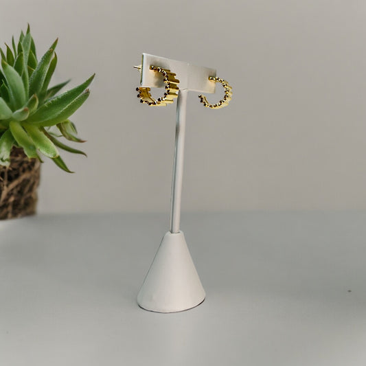 UNEVEN BAR TEXTURE BRASS HOOPS/ GD