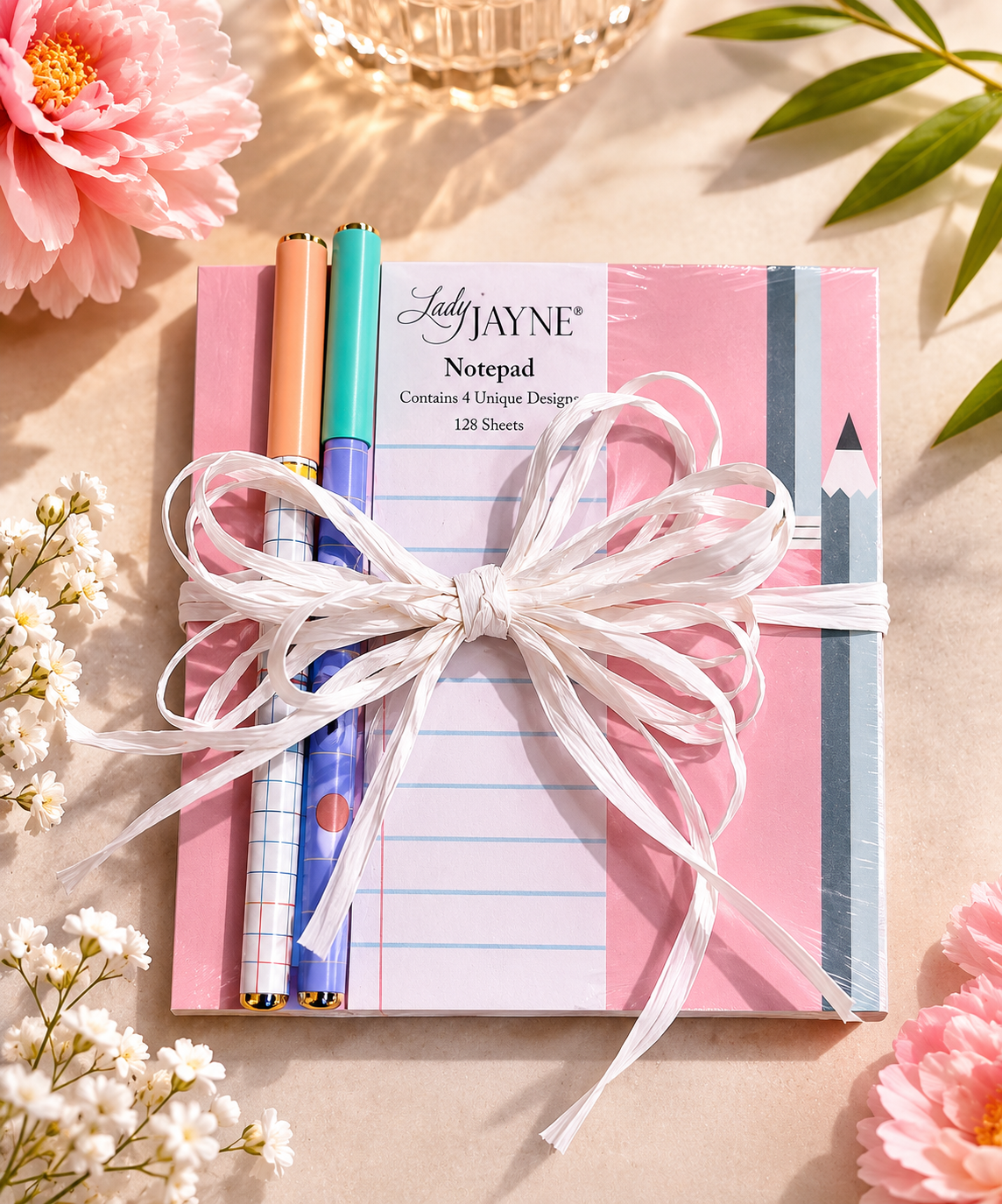 Pastel Notepad & Double Pen Gift Set