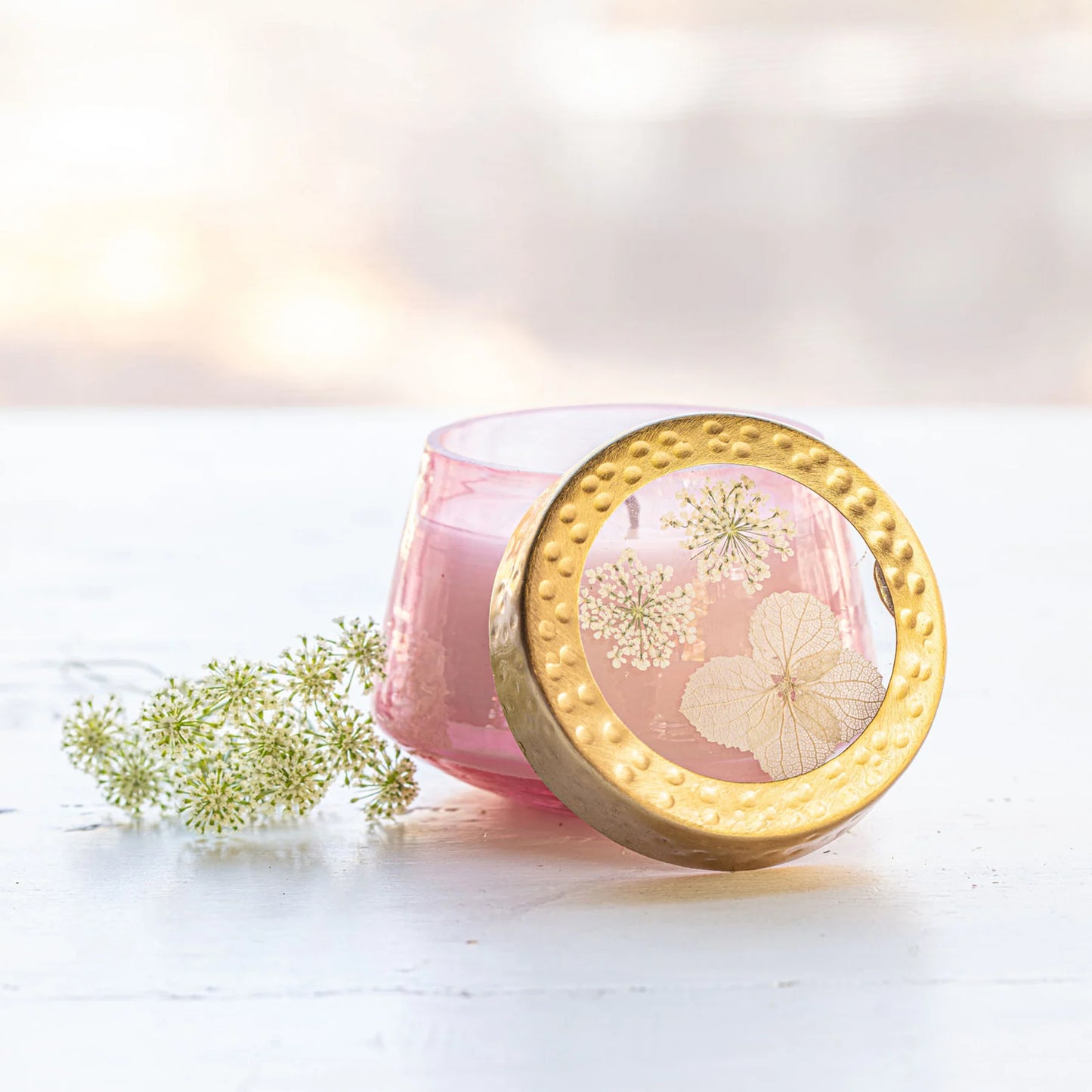 WATERCOLOR PRESSED FLORAL CANDLE-LUNA FLOWER