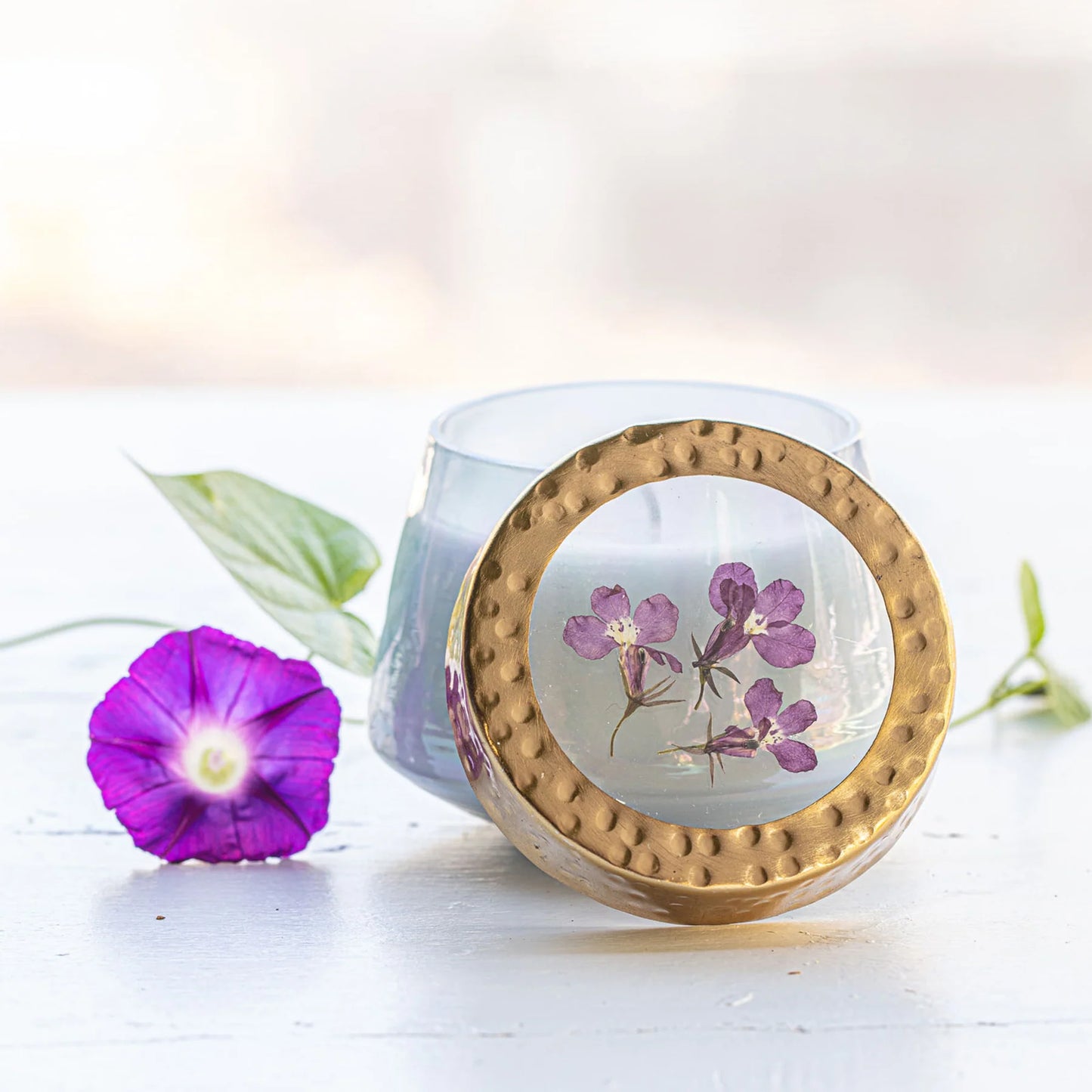 WATERCOLOR PRESSED FLORAL CANDLE-BERRY FIG