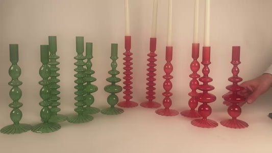 GLASS CANDLESTICKS